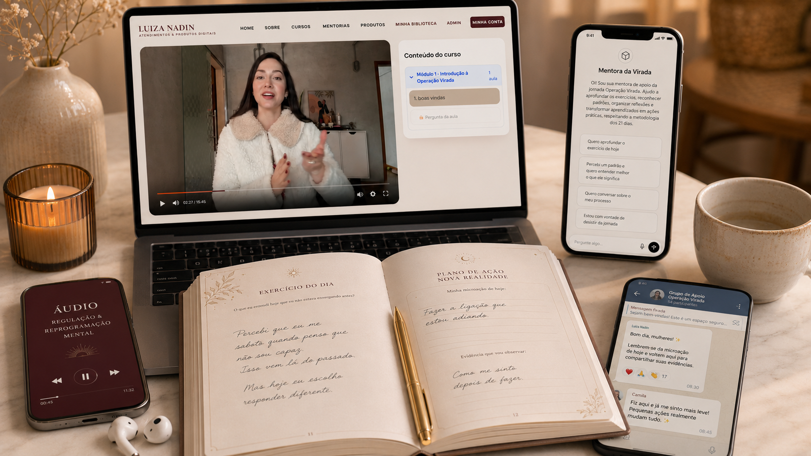 Experiência completa da Operação Virada com aulas, planner, áudio e grupo de apoio